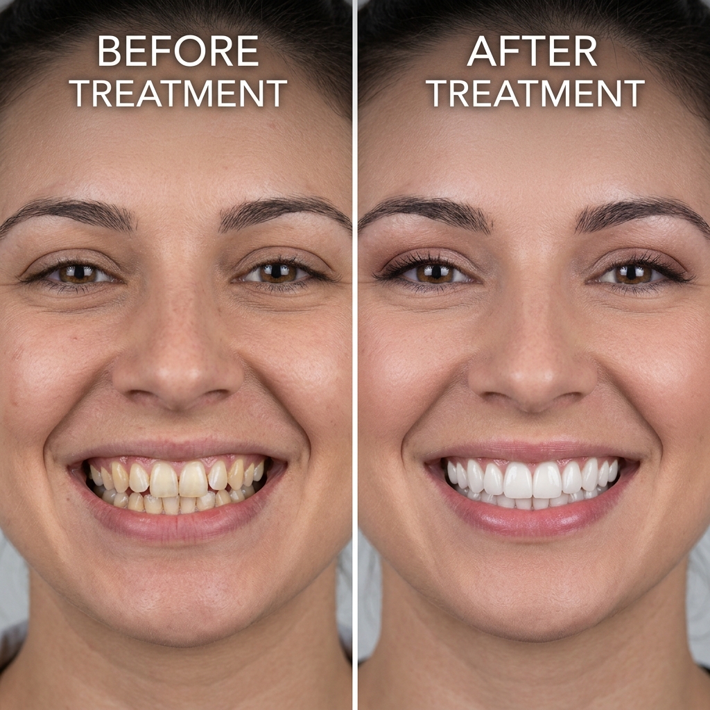 Before and after smile makeover
