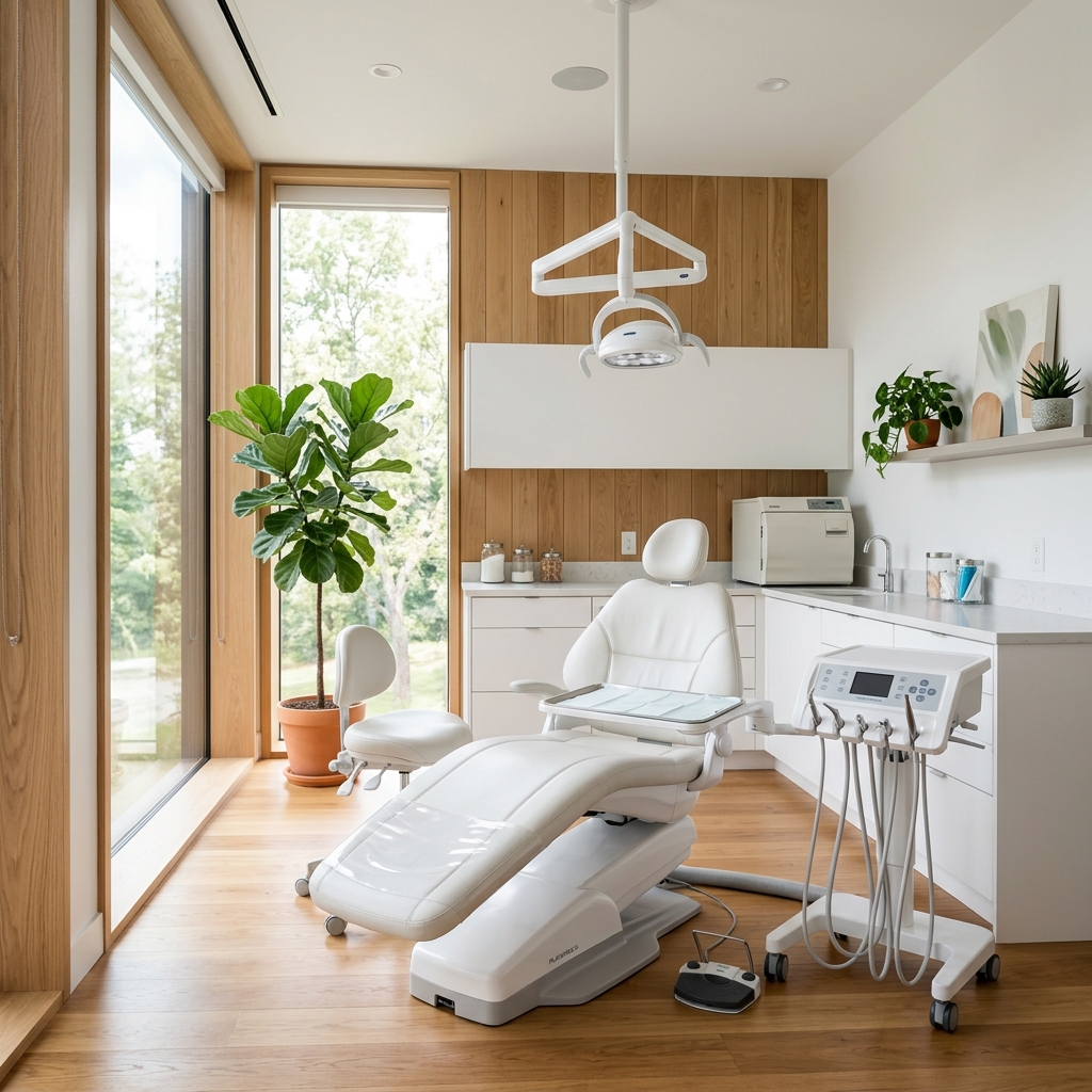 Modern, calming treatment room at Lumina Dental
