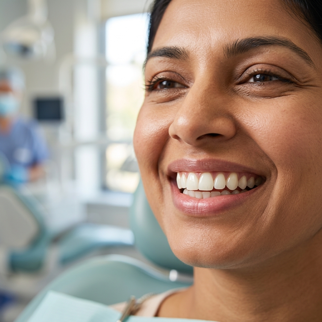 Confident patient with new dental implants